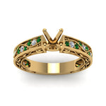 Load image into Gallery viewer, semi-mount-antique-filigree-diamond-ring-with-emerald-in-14K-yellow-gold-FDENS3543SMRGEMGRANGLE5-NL-YG
