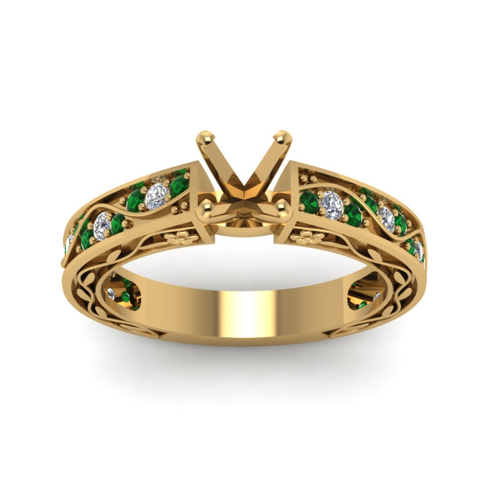 semi-mount-antique-filigree-diamond-ring-with-emerald-in-14K-yellow-gold-FDENS3543SMRGEMGRANGLE5-NL-YG