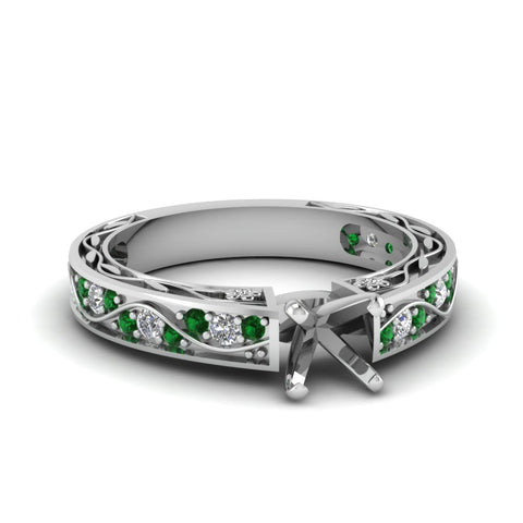 semi-mount-antique-filigree-diamond-ring-with-emerald-in-950-platinum-FDENS3543SMRGEMGR-NL-WG