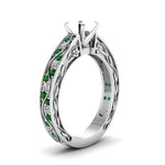 Load image into Gallery viewer, semi-mount-antique-filigree-diamond-ring-with-emerald-in-950-platinum-FDENS3543SMRGEMGRANGLE2-NL-WG
