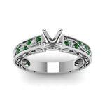 Load image into Gallery viewer, semi-mount-antique-filigree-diamond-ring-with-emerald-in-950-platinum-FDENS3543SMRGEMGRANGLE5-NL-WG
