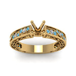 Load image into Gallery viewer, semi-mount-antique-filigree-diamond-ring-with-ice-blue-topaz-in-14K-yellow-gold-FDENS3543SMRGICBLTOANGLE5-NL-YG
