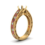 Load image into Gallery viewer, semi-mount-antique-filigree-diamond-ring-with-pink-sapphire-in-14K-yellow-gold-FDENS3543SMRGSADRPIANGLE2-NL-YG

