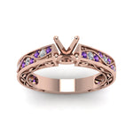 Load image into Gallery viewer, semi-mount-antique-filigree-diamond-ring-with-violac-topaz-in-14K-rose-gold-FDENS3543SMRGVITOANGLE5-NL-RG
