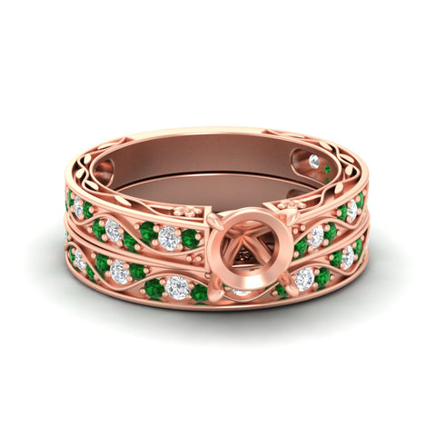 semi-mount-antique-filigree-emerald-bridal-ring-set-in-rose-gold-fdens3543smgemgrsleep-nl-rg.jpg