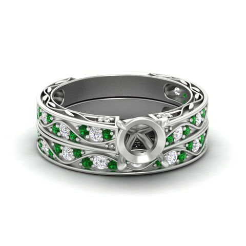 semi-mount-antique-filigree-emerald-bridal-ring-set-in-white-gold-fdens3543smgemgrsleep-nl-wg.jpg