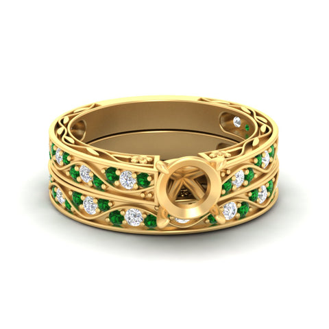 semi-mount-antique-filigree-emerald-bridal-ring-set-in-yellow-gold-fdens3543smgemgrsleep-nl-yg.jpg