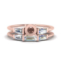 Thumbnail 1 - semi-mount-bar-set-diamond-ring-with-matching-3-baguette-wedding-band-in-rose-gold-FDENS100SM-NL-RG