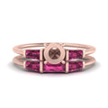 Thumbnail 7 - semi-mount-bar-set-pink-sapphire-ring-with-matching-3-baguette-wedding-band-in-rose-gold-FDENS100SMGSADRPI-NL-RG