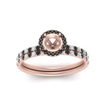 Load image into Gallery viewer, semi-mount-black-diamond-halo-wedding-ring-set-in-rose-gold-FD8523SMGBLACK-NL-RG
