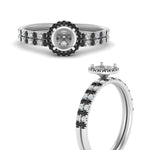 Load image into Gallery viewer, semi-mount-black-diamond-halo-wedding-ring-set-in-white-gold-FD8523SMGBLACK-NL-WG
