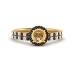 Load image into Gallery viewer, semi-mount-black-diamond-halo-wedding-ring-set-in-yellow-gold-FD8523SMGBLACK-NL-YG

