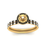 Load image into Gallery viewer, semi-mount-black-diamond-halo-wedding-ring-set-in-yellow-gold-FD8523SMGBLACK-NL-YG
