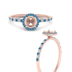 Load image into Gallery viewer, semi-mount-blue-topaz-halo-petite-engagement-ring-in-rose-gold-FD8523SMRGICBLTOANGLE3-NL-RG

