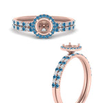 Load image into Gallery viewer, semi-mount-blue-topaz-halo-wedding-ring-set-in-rose-gold-FD8523SMGICBLTO-NL-RG
