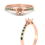 Load image into Gallery viewer, semi-mount-cathedral-pave-diamond-engagement-ring-with-emerald-in-rose-gold-FD11145SMRGEMGRANGLE3-NL-RG.png?v
