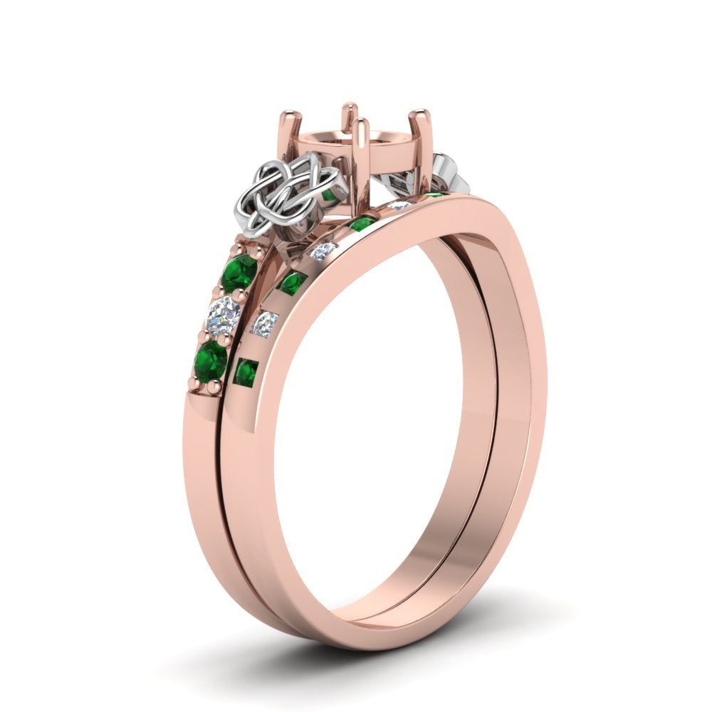 semi-mount-celtic-diamond-ring-and-matching-band-with-emerald-in-14K-rose-gold-FDENS2255B4SMGEMGRANGLE2-NL-RG?v=1757052345