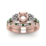 Load image into Gallery viewer, semi-mount-celtic-diamond-ring-and-matching-band-with-emerald-in-14K-rose-gold-FDENS2255B4SMGEMGRANGLE5-NL-RG?v=1757052345
