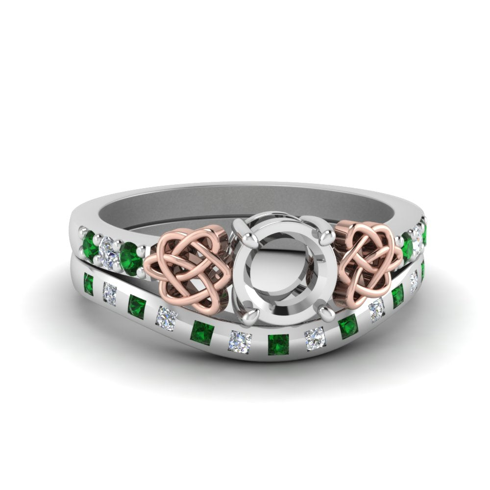 semi-mount-celtic-diamond-ring-and-matching-band-with-emerald-in-14K-white-gold-FDENS2255B4SMGEMGR-NL-WG?v=1757052345