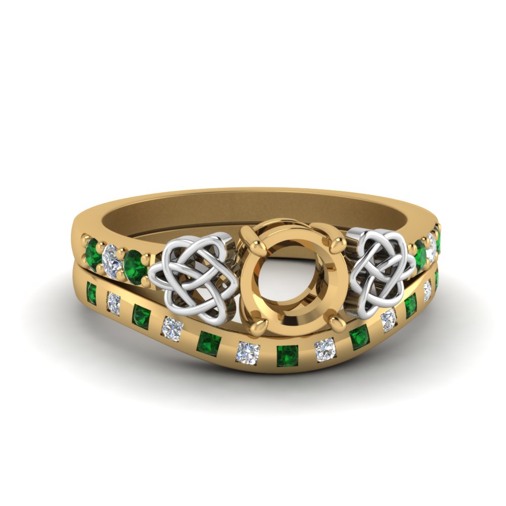 semi-mount-celtic-diamond-ring-and-matching-band-with-emerald-in-14K-yellow-gold-FDENS2255B4SMGEMGR-NL-YG?v=1757052345