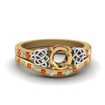Load image into Gallery viewer, semi-mount-celtic-diamond-ring-and-matching-band-with-orange-sapphire-in-14K-yellow-gold-FDENS2255B4SMGSAOR-NL-YG?v=1757052345
