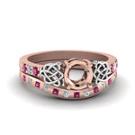 Load image into Gallery viewer, semi-mount-celtic-diamond-ring-and-matching-band-with-pink-sapphire-in-14K-rose-gold-FDENS2255B4SMGSADRPI-NL-RG?v=1757052345
