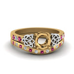 Load image into Gallery viewer, semi-mount-celtic-diamond-ring-and-matching-band-with-pink-sapphire-in-14K-yellow-gold-FDENS2255B4SMGSADRPI-NL-YG?v=1757052345

