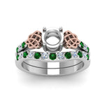 Load image into Gallery viewer, semi-mount-celtic-diamond-wedding-ring-set-with-emerald-in-14K-white-gold-FDENS2255B1SMGEMGRANGLE5-NL-WG?v=1757057026
