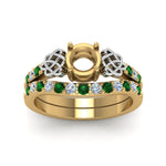 Load image into Gallery viewer, semi-mount-celtic-diamond-wedding-ring-set-with-emerald-in-14K-yellow-gold-FDENS2255B1SMGEMGRANGLE5-NL-YG?v=1757057026
