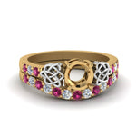 Load image into Gallery viewer, semi-mount-celtic-diamond-wedding-ring-set-with-pink-sapphire-in-14K-yellow-gold-FDENS2255B1SMGSADRPI-NL-YG?v=1757057026
