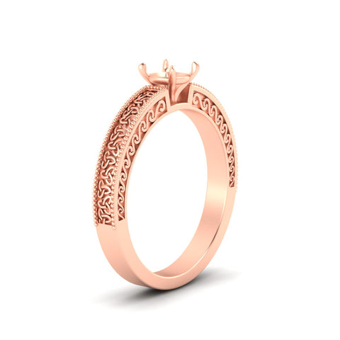 Semi Mount Celtic Engraved Solitaire Engagement Ring