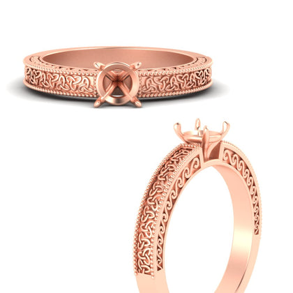 Semi Mount Celtic Engraved Solitaire Engagement Ring
