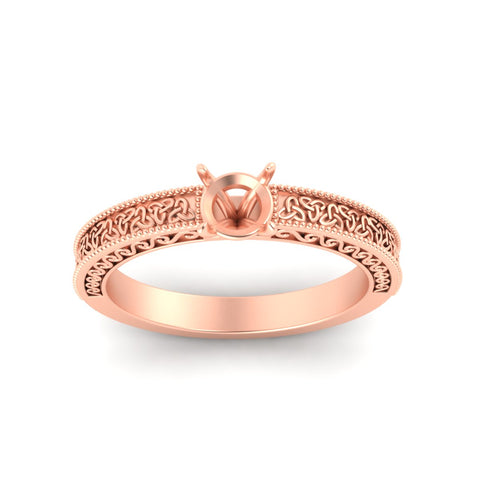 Semi Mount Celtic Engraved Solitaire Engagement Ring