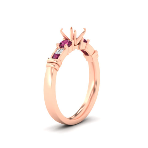 Semi Mount Channel Bar Set Diamond Engagement Ring