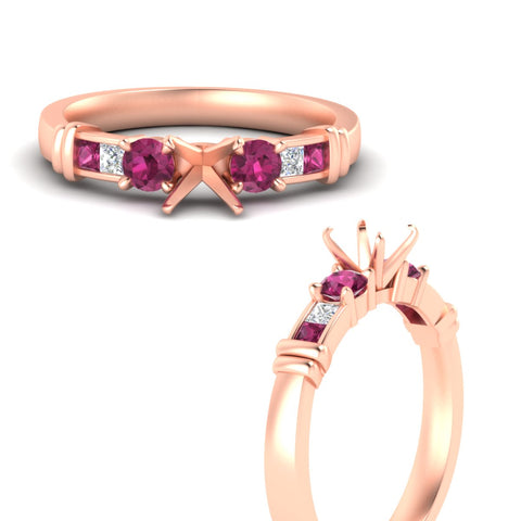 Semi Mount Channel Bar Set Diamond Engagement Ring
