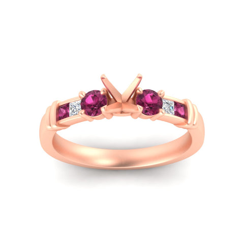 Semi Mount Channel Bar Set Diamond Engagement Ring