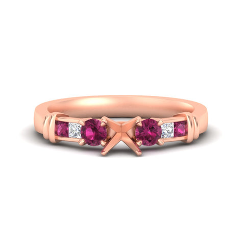 Semi Mount Channel Bar Set Diamond Engagement Ring