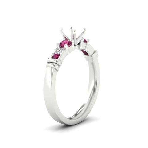 Semi Mount Channel Bar Set Diamond Engagement Ring