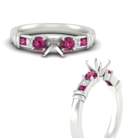Semi Mount Channel Bar Set Diamond Engagement Ring