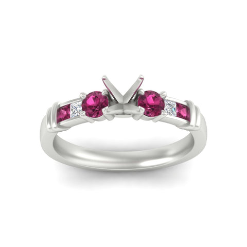 Semi Mount Channel Bar Set Diamond Engagement Ring