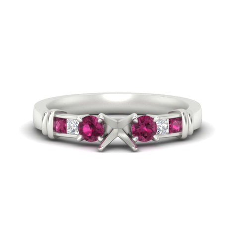 Semi Mount Channel Bar Set Diamond Engagement Ring