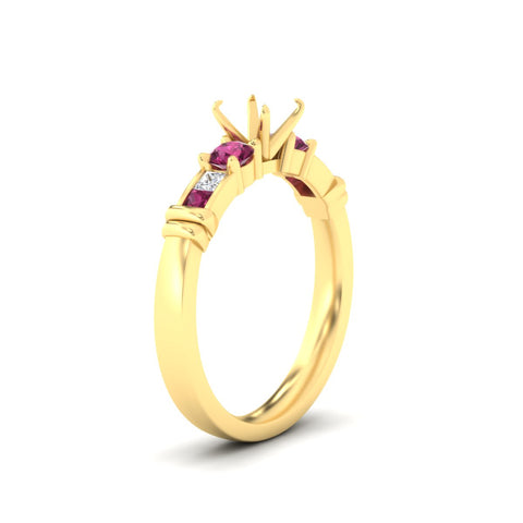 Semi Mount Channel Bar Set Diamond Engagement Ring