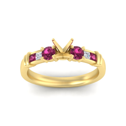 Semi Mount Channel Bar Set Diamond Engagement Ring
