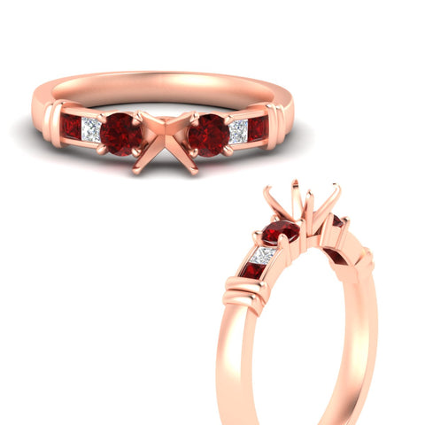 Semi Mount Channel Bar Set Diamond Engagement Ring