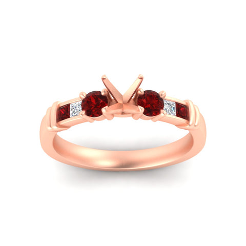Semi Mount Channel Bar Set Diamond Engagement Ring