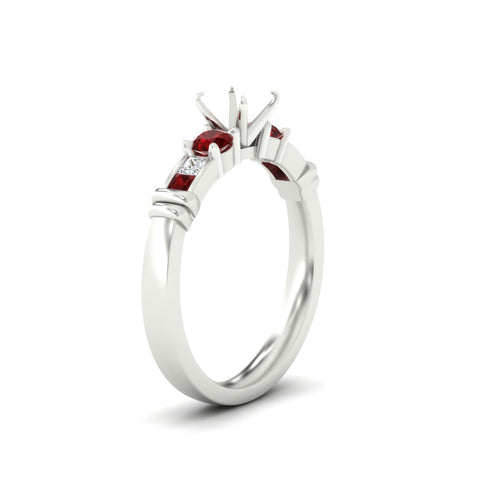Semi Mount Channel Bar Set Diamond Engagement Ring