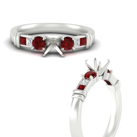 Semi Mount Channel Bar Set Diamond Engagement Ring