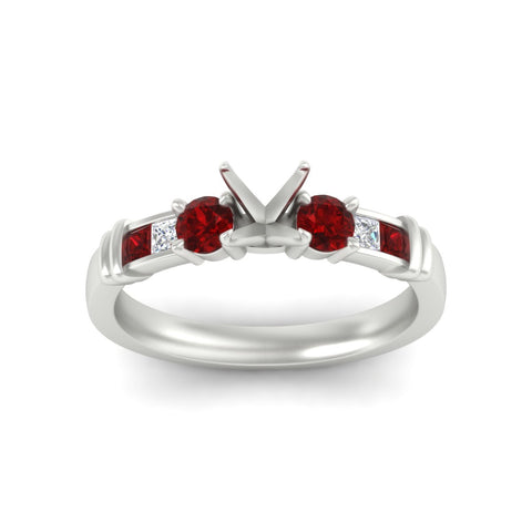 Semi Mount Channel Bar Set Diamond Engagement Ring
