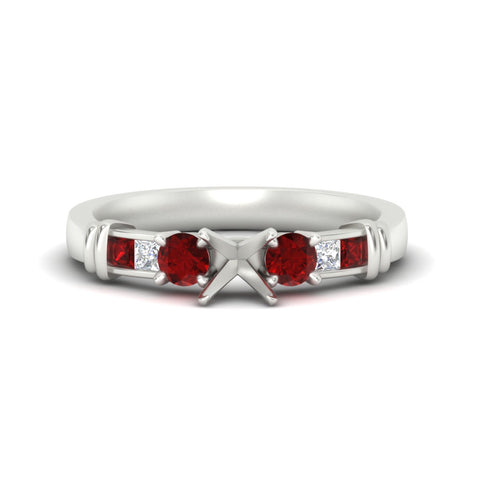 Semi Mount Channel Bar Set Diamond Engagement Ring