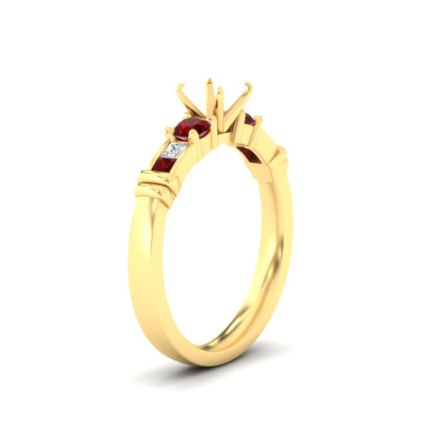 Semi Mount Channel Bar Set Diamond Engagement Ring